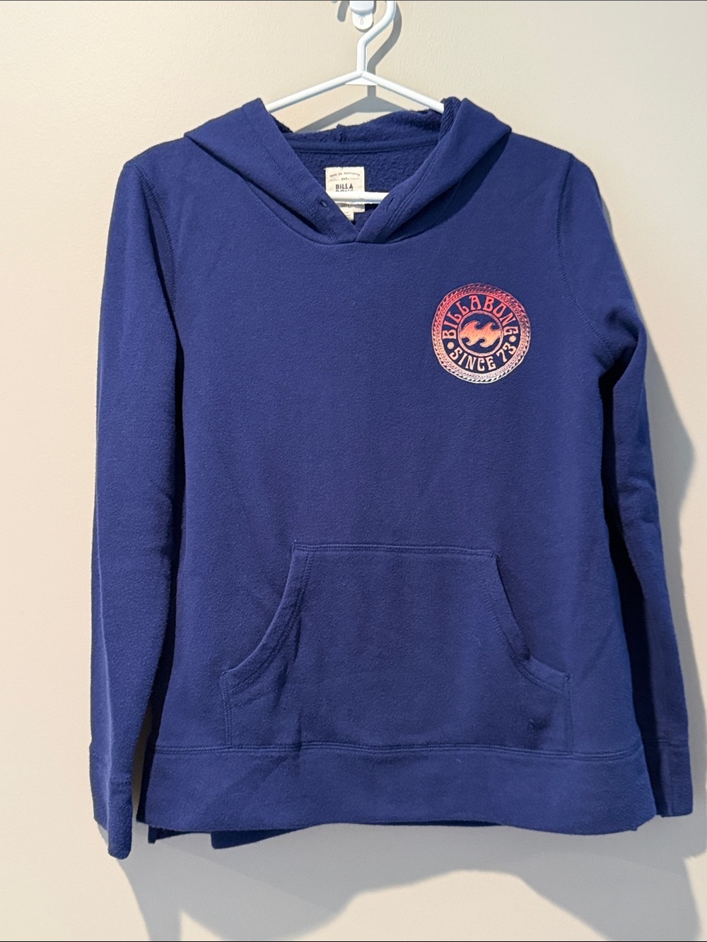 Billabong Navy Hoodie with Pink Logo Patch